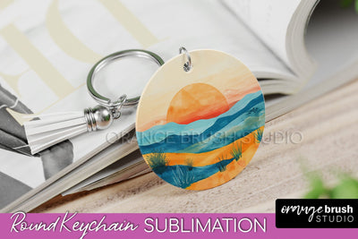 Boho Keychain - Minimalist Landscape Sublimation Design Sublimation OrangeBrushStudio 