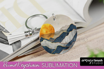 Boho Keychain - Minimalist Landscape Sublimation Design Sublimation OrangeBrushStudio 