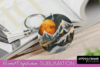 Boho Keychain - Minimalist Landscape Sublimation Design Sublimation OrangeBrushStudio 