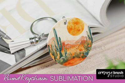 Boho Keychain - Minimalist Landscape Sublimation Design Sublimation OrangeBrushStudio 