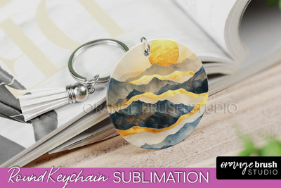 Boho Keychain - Minimalist Landscape Sublimation Design Sublimation OrangeBrushStudio 