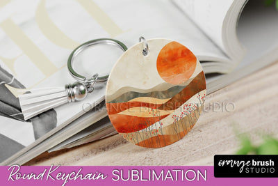 Boho Keychain - Minimalist Landscape Sublimation Design Sublimation OrangeBrushStudio 