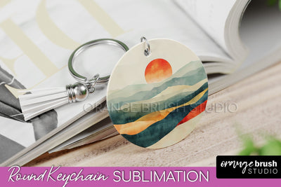 Boho Keychain - Minimalist Landscape Sublimation Design Sublimation OrangeBrushStudio 