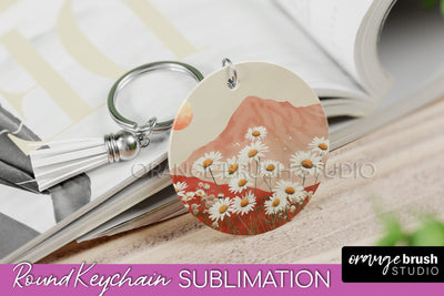 Boho Keychain - Minimalist Landscape Sublimation Design Sublimation OrangeBrushStudio 