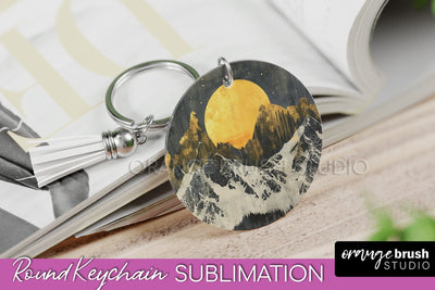 Boho Keychain - Minimalist Landscape Sublimation Design Sublimation OrangeBrushStudio 