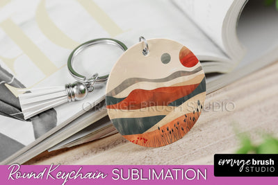 Boho Keychain - Minimalist Landscape Sublimation Design Sublimation OrangeBrushStudio 