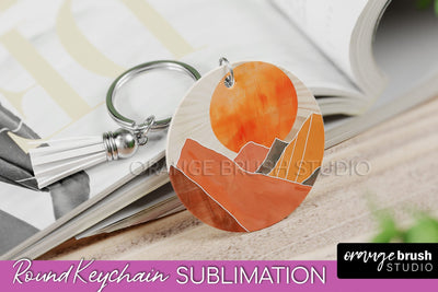 Boho Keychain - Minimalist Landscape Sublimation Design Sublimation OrangeBrushStudio 