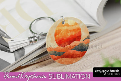 Boho Keychain - Minimalist Landscape Sublimation Design Sublimation OrangeBrushStudio 