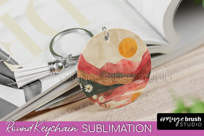 Boho Keychain - Minimalist Landscape Sublimation Design Sublimation OrangeBrushStudio 