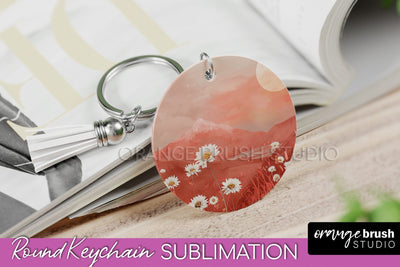 Boho Keychain - Minimalist Landscape Sublimation Design Sublimation OrangeBrushStudio 