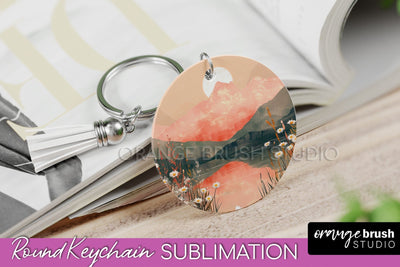 Boho Keychain - Minimalist Landscape Sublimation Design Sublimation OrangeBrushStudio 