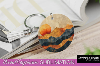 Boho Keychain - Minimalist Landscape Sublimation Design Sublimation OrangeBrushStudio 