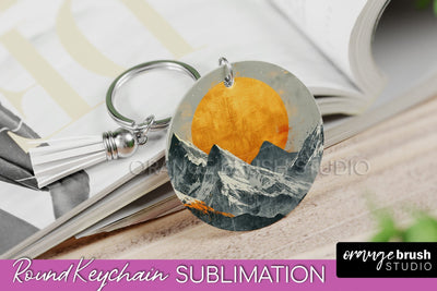 Boho Keychain - Minimalist Landscape Sublimation Design Sublimation OrangeBrushStudio 