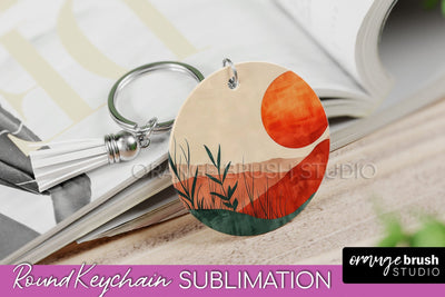 Boho Keychain - Minimalist Landscape Sublimation Design Sublimation OrangeBrushStudio 