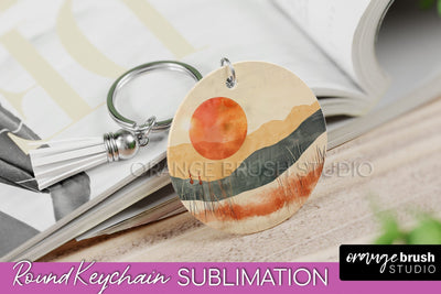 Boho Keychain - Minimalist Landscape Sublimation Design Sublimation OrangeBrushStudio 