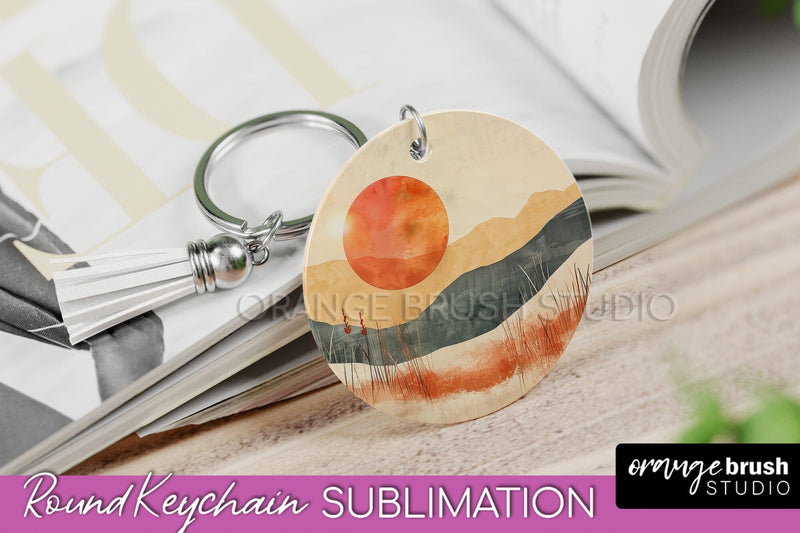 Boho Keychain - Minimalist Landscape Sublimation Design Sublimation OrangeBrushStudio 