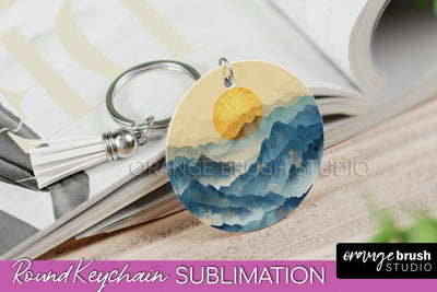 Boho Keychain - Minimalist Landscape Sublimation Design Sublimation OrangeBrushStudio 