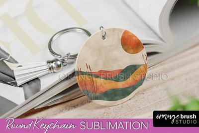 Boho Keychain - Minimalist Landscape Sublimation Design Sublimation OrangeBrushStudio 
