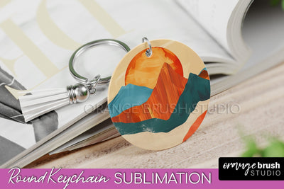 Boho Keychain - Minimalist Landscape Sublimation Design Sublimation OrangeBrushStudio 