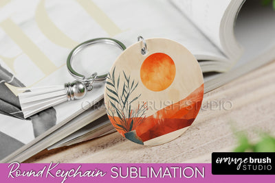 Boho Keychain - Minimalist Landscape Sublimation Design Sublimation OrangeBrushStudio 