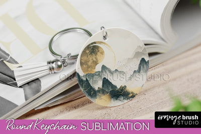 Boho Keychain - Minimalist Landscape Sublimation Design Sublimation OrangeBrushStudio 