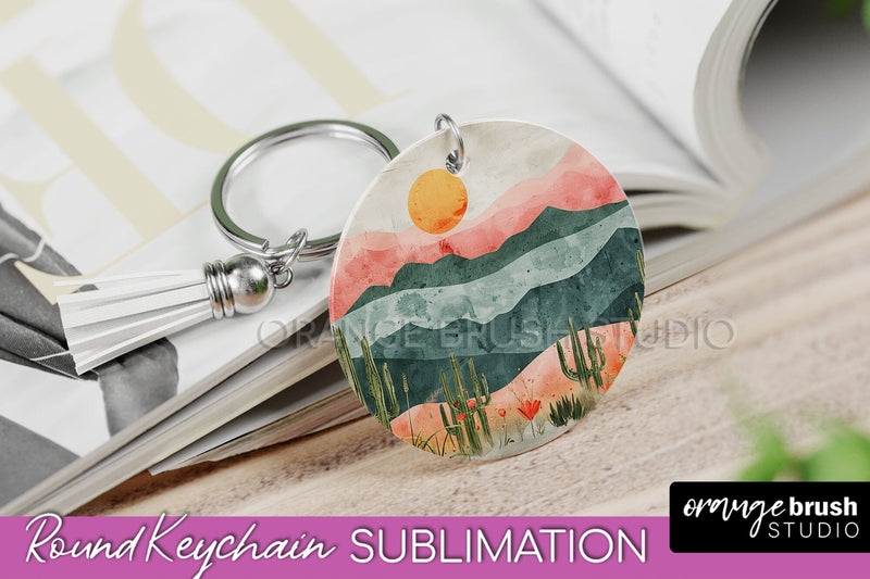 Boho Keychain - Minimalist Landscape Sublimation Design Sublimation OrangeBrushStudio 