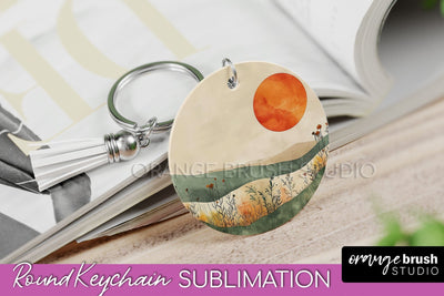 Boho Keychain - Minimalist Landscape Sublimation Design Sublimation OrangeBrushStudio 