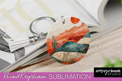 Boho Keychain - Minimalist Landscape Sublimation Design Sublimation OrangeBrushStudio 