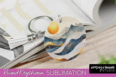 Boho Keychain - Minimalist Landscape Sublimation Design Sublimation OrangeBrushStudio 