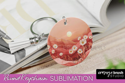 Boho Keychain - Minimalist Landscape Sublimation Design Sublimation OrangeBrushStudio 