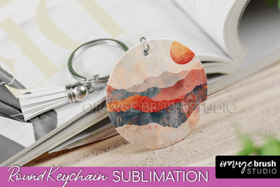 Boho Keychain - Minimalist Landscape Sublimation Design Sublimation OrangeBrushStudio 