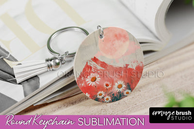 Boho Keychain - Minimalist Landscape Sublimation Design Sublimation OrangeBrushStudio 