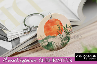 Boho Keychain - Minimalist Landscape Sublimation Design Sublimation OrangeBrushStudio 