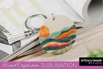 Boho Keychain - Minimalist Landscape Sublimation Design Sublimation OrangeBrushStudio 