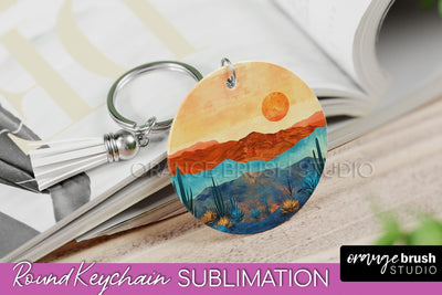 Boho Keychain - Minimalist Landscape Sublimation Design Sublimation OrangeBrushStudio 