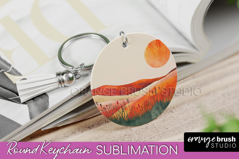 Boho Keychain - Minimalist Landscape Sublimation Design Sublimation OrangeBrushStudio 