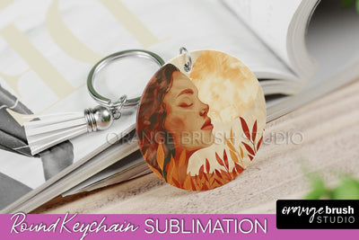 Boho Keychain - Minimalist Landscape Sublimation Design Sublimation OrangeBrushStudio 