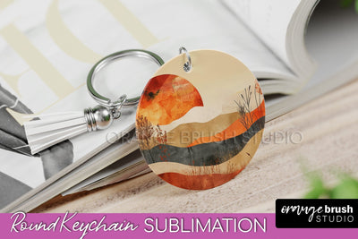Boho Keychain - Minimalist Landscape Sublimation Design Sublimation OrangeBrushStudio 
