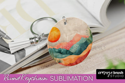 Boho Keychain - Minimalist Landscape Sublimation Design Sublimation OrangeBrushStudio 