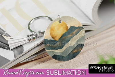 Boho Keychain - Minimalist Landscape Sublimation Design Sublimation OrangeBrushStudio 