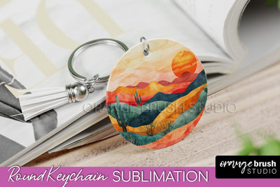 Boho Keychain - Minimalist Landscape Sublimation Design Sublimation OrangeBrushStudio 