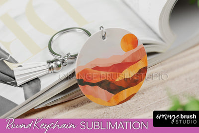 Boho Keychain - Minimalist Landscape Sublimation Design Sublimation OrangeBrushStudio 