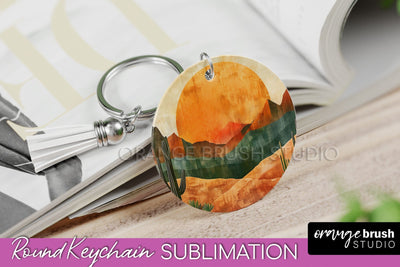 Boho Keychain - Minimalist Landscape Sublimation Design Sublimation OrangeBrushStudio 