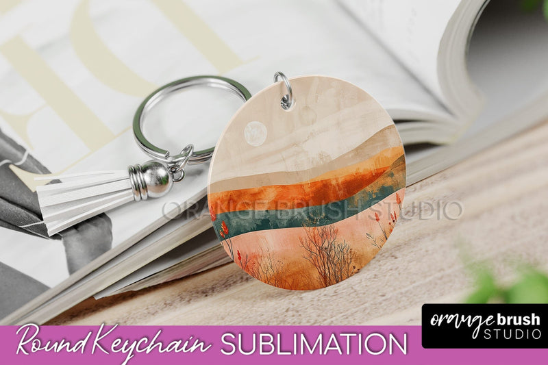 Boho Keychain - Minimalist Landscape Sublimation Design Sublimation OrangeBrushStudio 