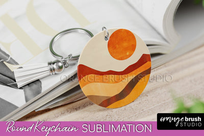 Boho Keychain - Minimalist Landscape Sublimation Design Sublimation OrangeBrushStudio 