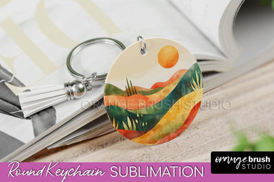 Boho Keychain - Minimalist Landscape Sublimation Design Sublimation OrangeBrushStudio 