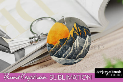 Boho Keychain - Minimalist Landscape Sublimation Design Sublimation OrangeBrushStudio 