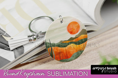 Boho Keychain - Minimalist Landscape Sublimation Design Sublimation OrangeBrushStudio 