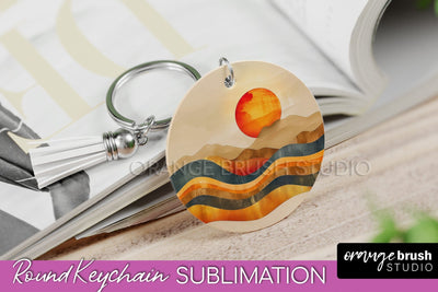 Boho Keychain - Minimalist Landscape Sublimation Design Sublimation OrangeBrushStudio 