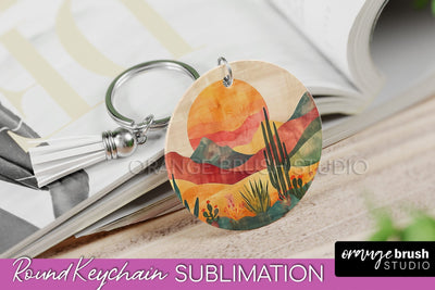 Boho Keychain - Minimalist Landscape Sublimation Design Sublimation OrangeBrushStudio 